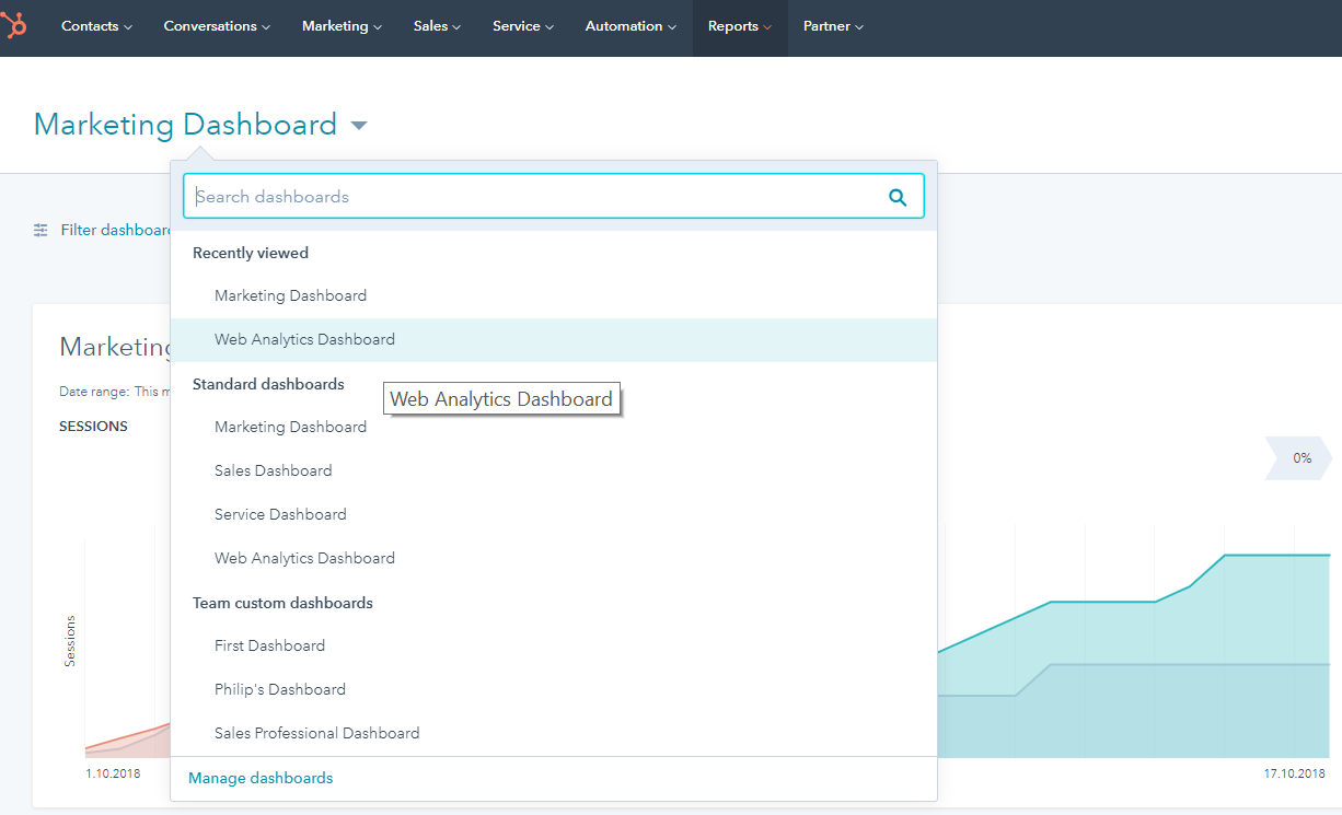 web analytics dashboard